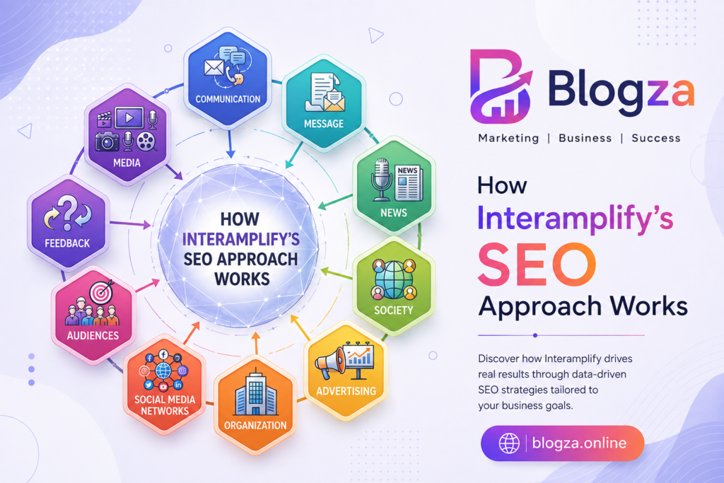 How Interamplify’s SEO Approach Works with Blogza SEO strategy, digital marketing, analytics, social media, advertising, and audience insights.